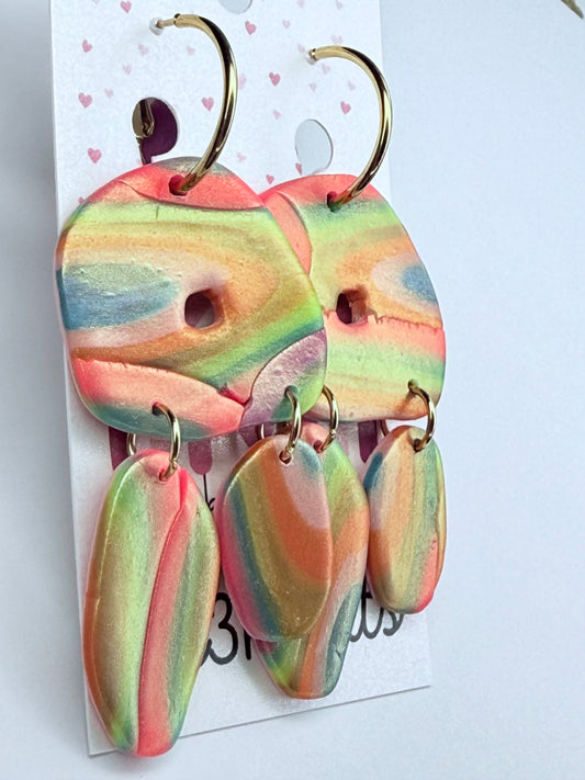New! Farrah Hoop Clay Earrings-Multicolor Metallic