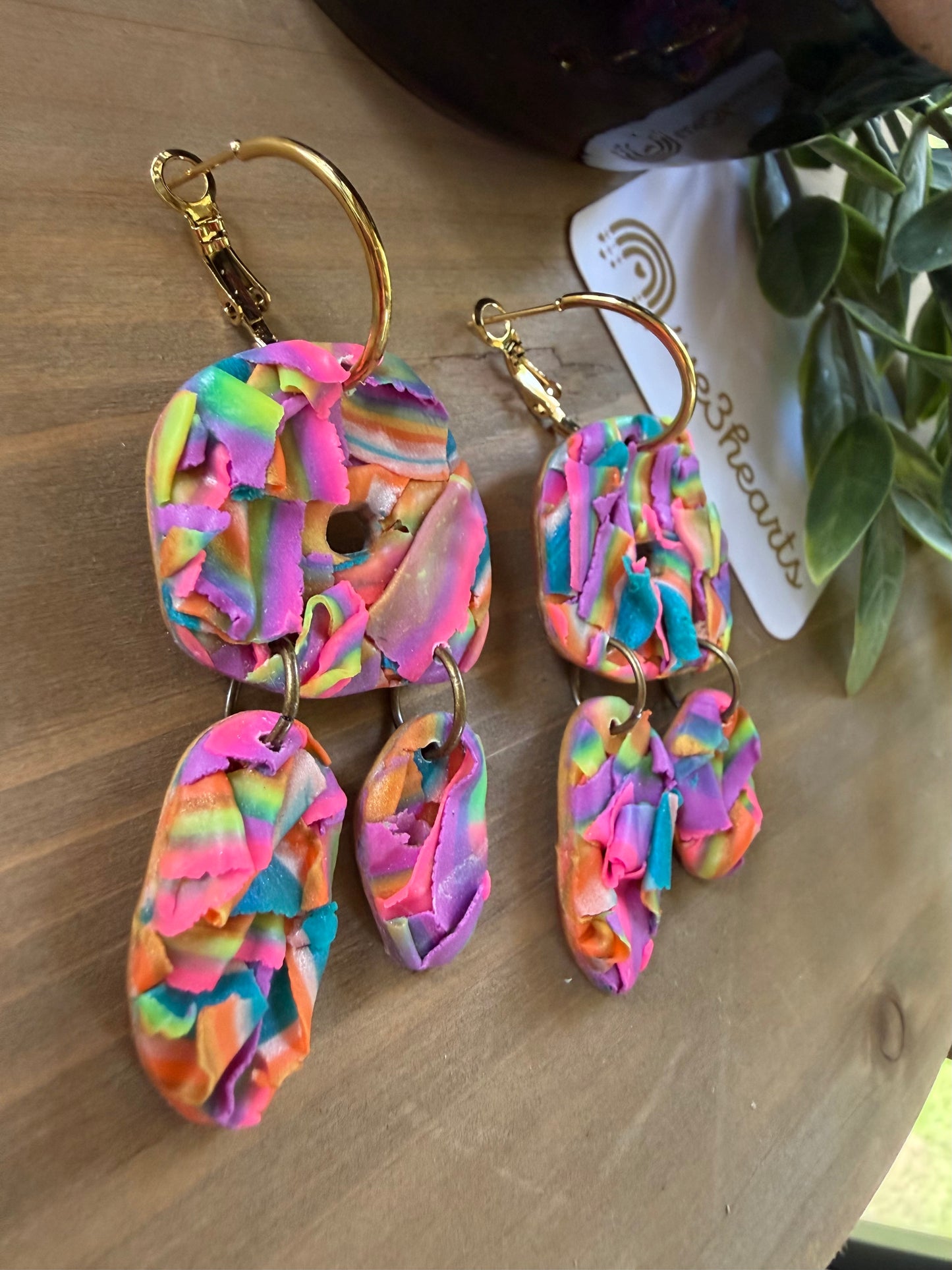 Clay Earrings-Layered Scrappy-Christmas in July