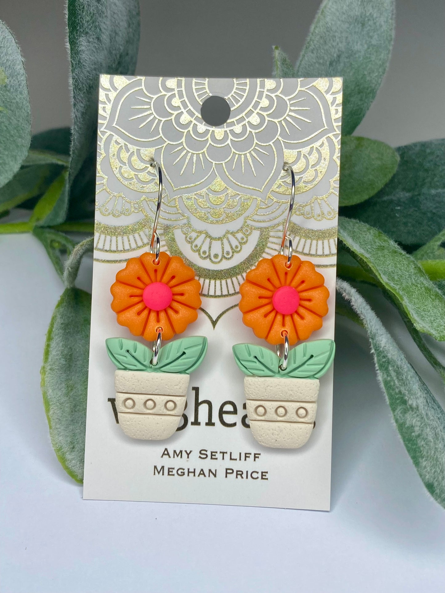 New! Flowerpot Clay Earrings