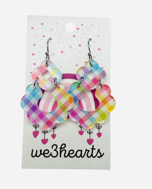 New! Pixie Spring Plaid Acrylic Earrings