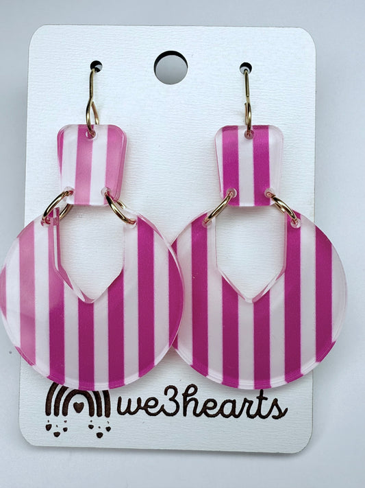 New! Rita Pink Stripes Acrylic Earrings