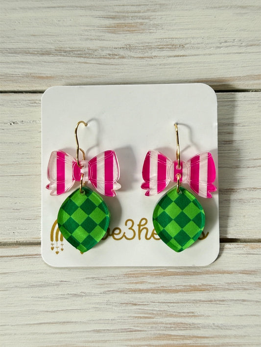 Christmas Ornament Bow Earrings-Christmas in July