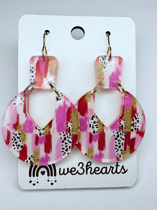 New! Rita Multicolor & Pink Acrylic Earrings