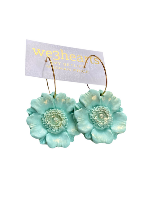 Sale! Clay Poppy Earrings-Mint Gold