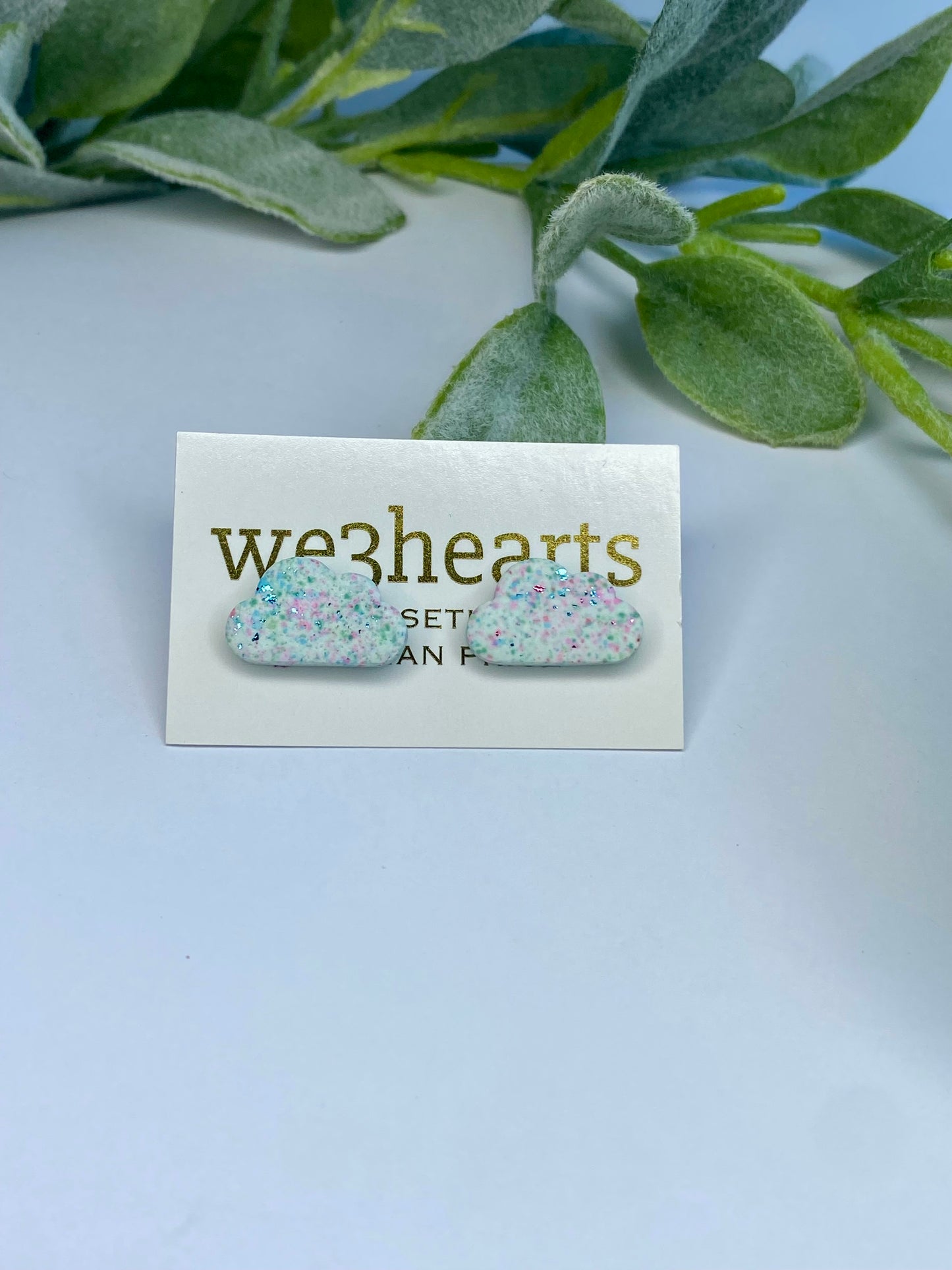 Sea Glass Collection-Clay Cloud Stud Earrings