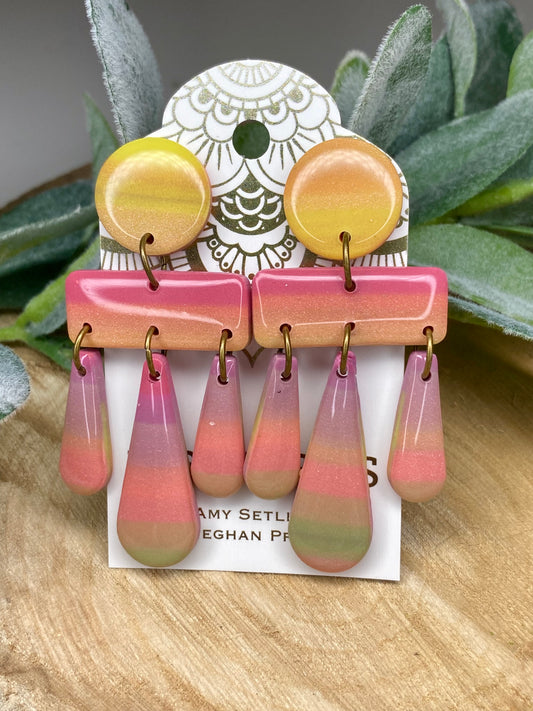 Sale! Groovy! Handmade Clay Dangle Earrings