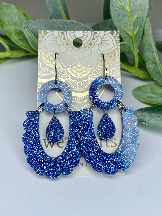 Sale! Blue Glitter Acrylic Earrings