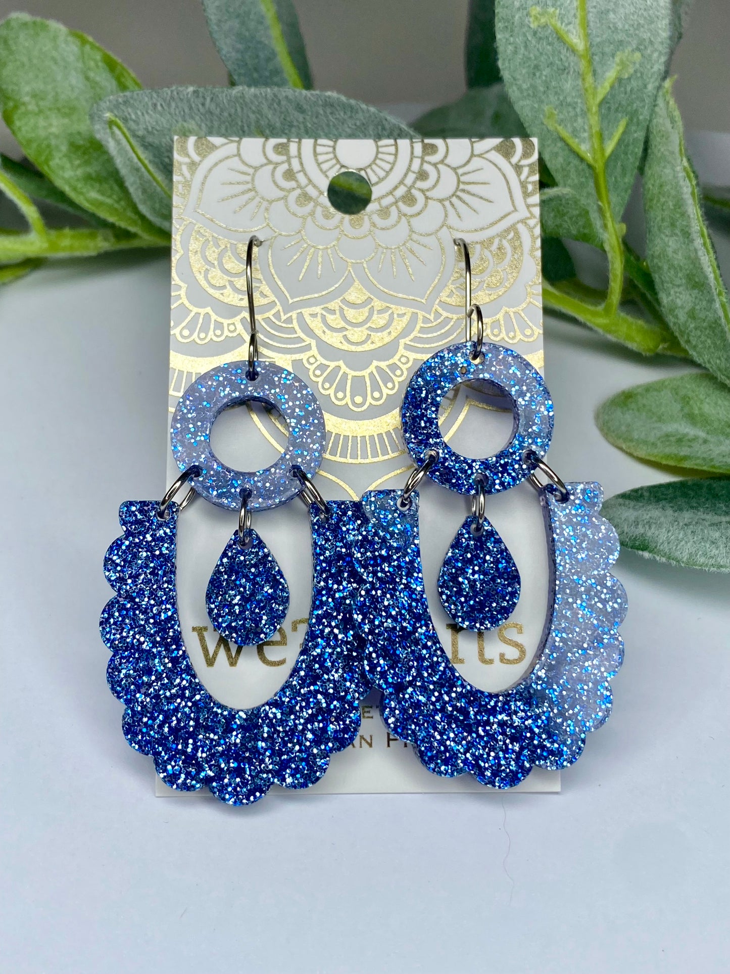 New! Blue Glitter Acrylic Earrings