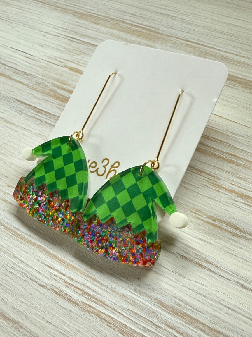 Christmas Elf Earrings-Green-Christmas in July