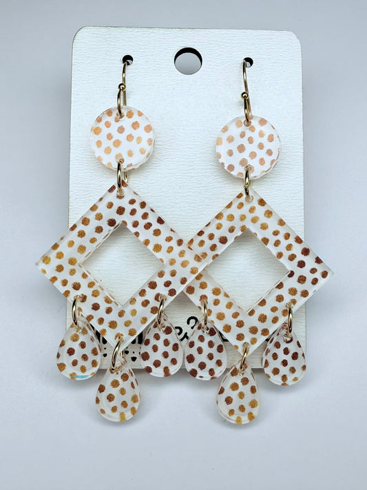 New! Beau Acrylic Earrings-Gold Dot