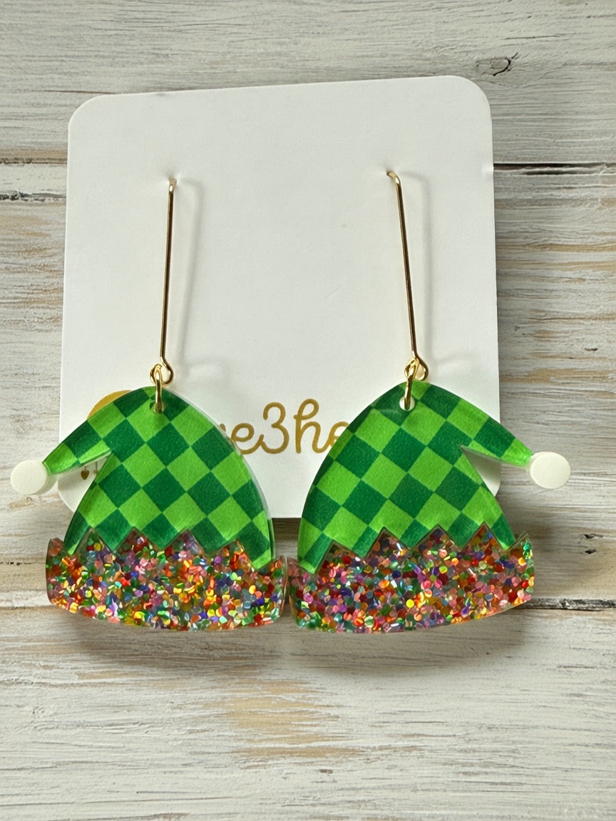 Christmas Elf Earrings-Green-Christmas in July