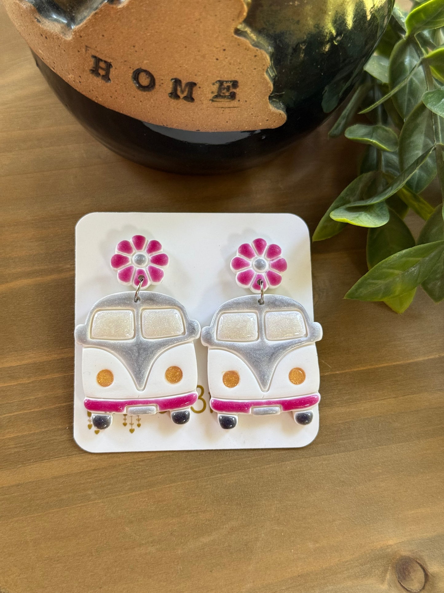 Hippie Van Clay Earrings-Christmas in July