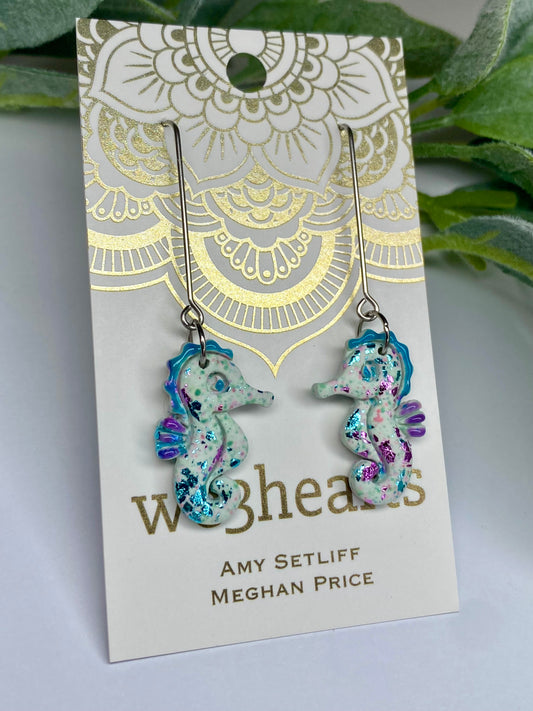 Sea Glass Collection-Clay Seahorse Dangle Earrings