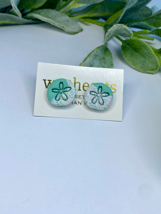 Sea Glass Collection-Clay Sand Dollar Stud Earrings