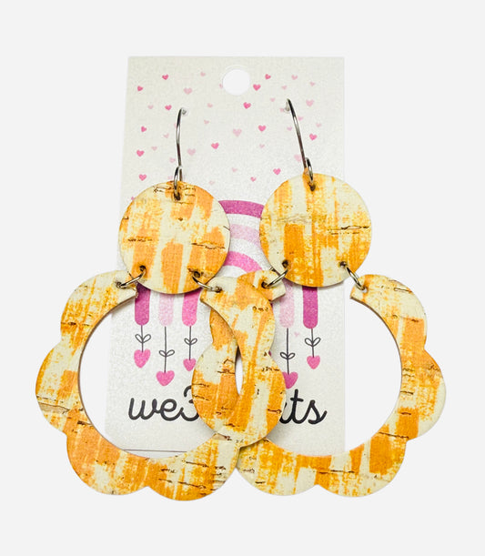 New! Jezebel Cork and Leather Earrings-Orange