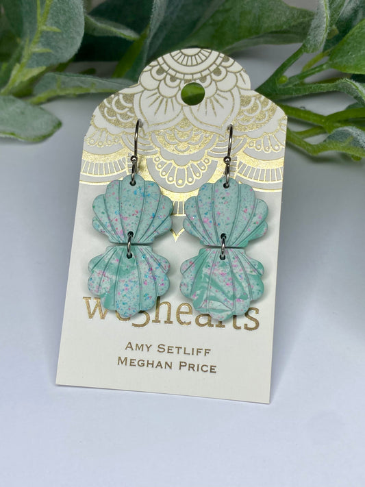 Sea Glass Collection-Clay Double Shell Earrings