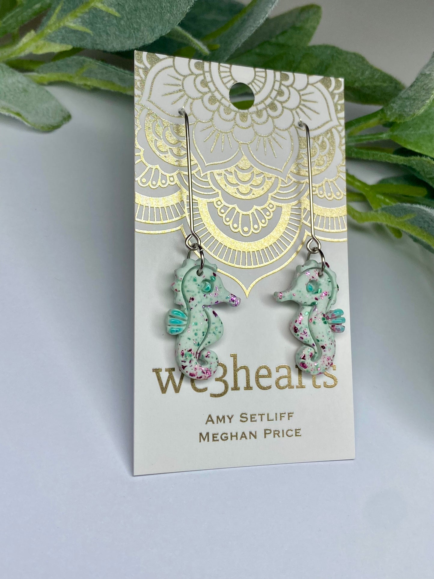 Sea Glass Collection-Clay Seahorse Dangle Earrings