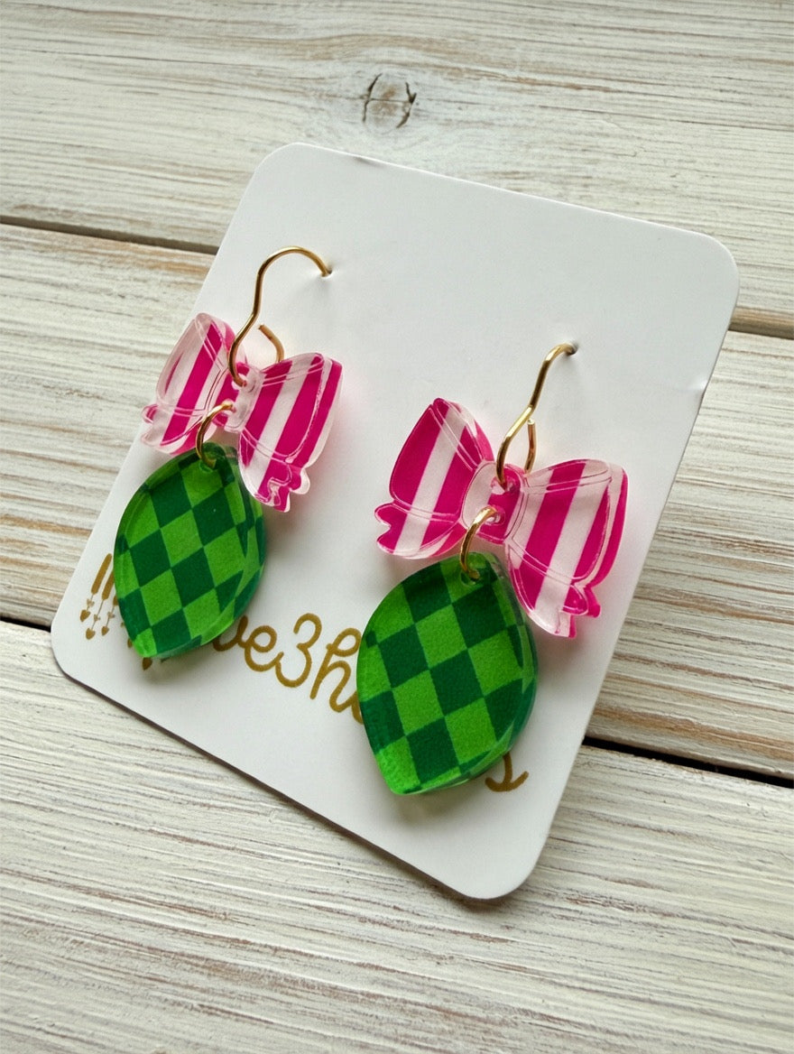 Christmas Ornament Bow Earrings-Christmas in July