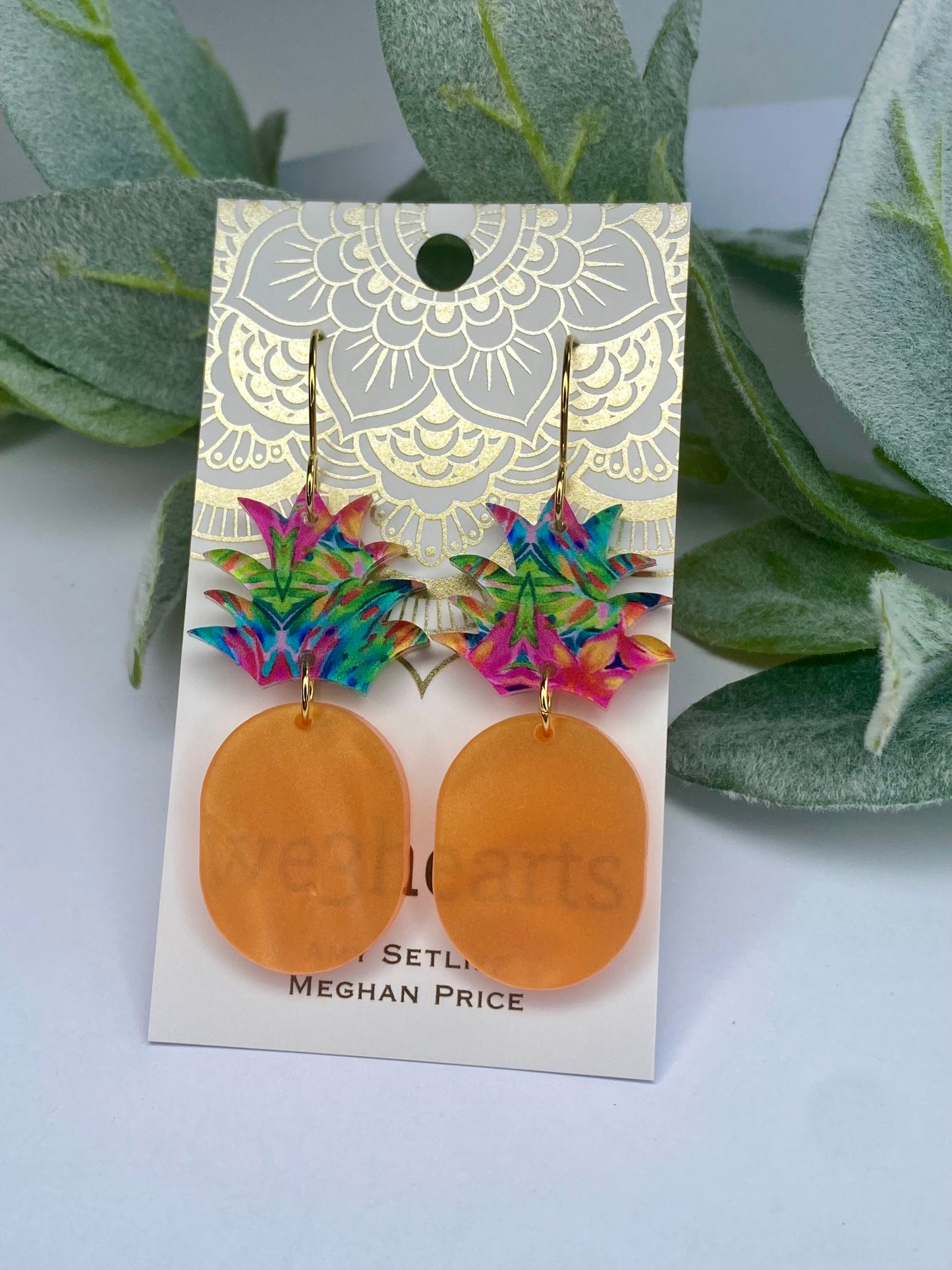 New! Pineapple Acrylic Earrings-Orange