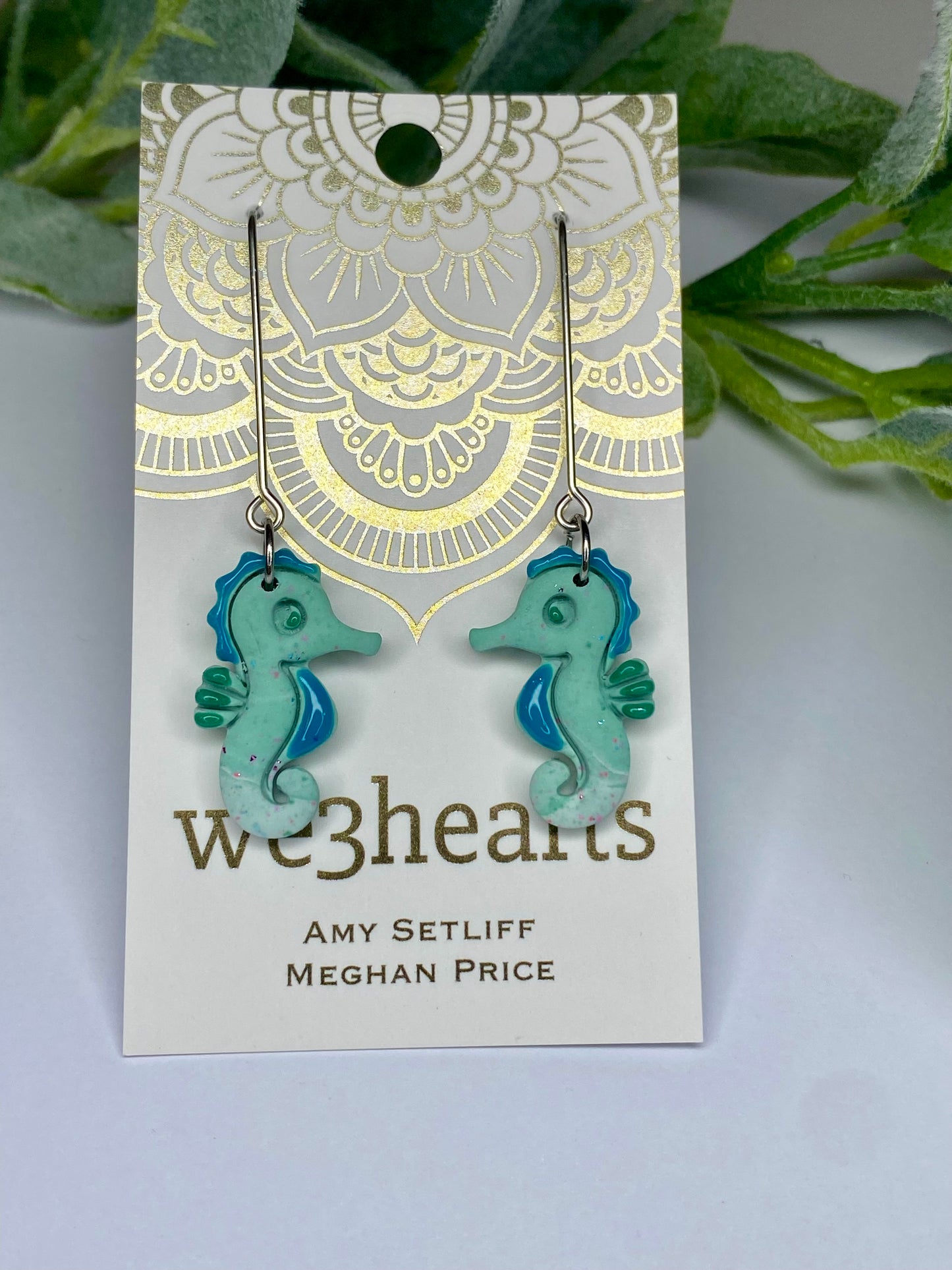 Sea Glass Collection-Clay Seahorse Dangle Earrings