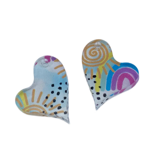 Acrylic Heart Earring Charm-Small-Rainbow Sunshine and Hoops