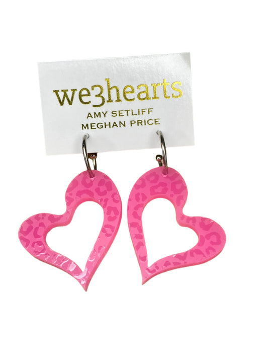 Sale! Pink Leopard Acrylic Heart Cut Out Hoops
