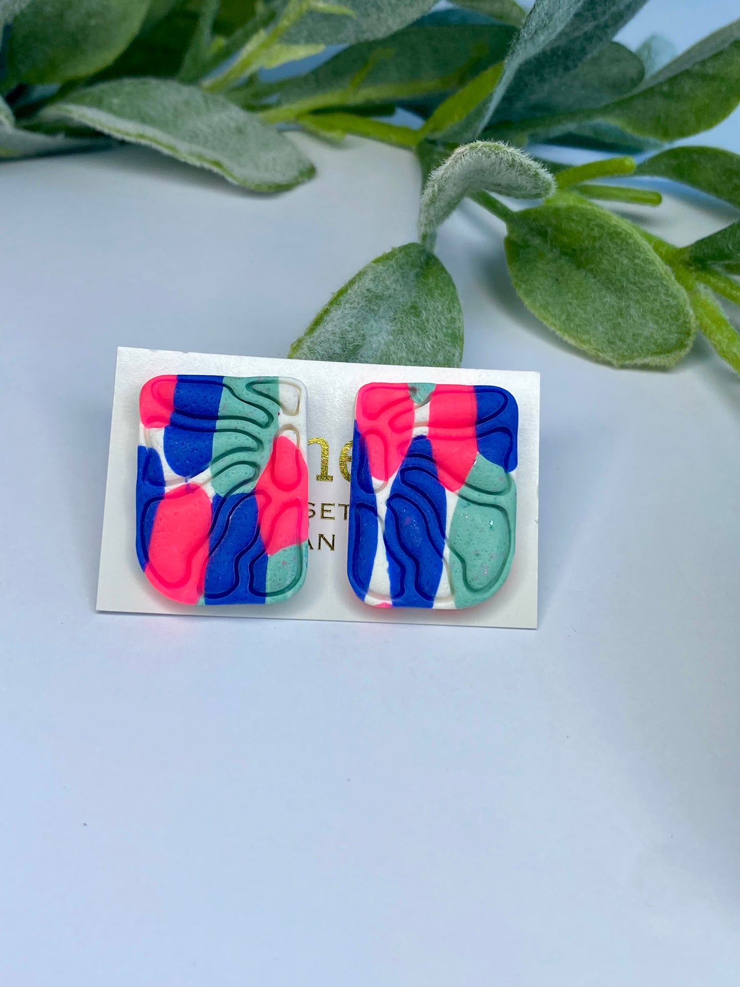 Sea Glass Collection-Funky Clay Stud Earrings