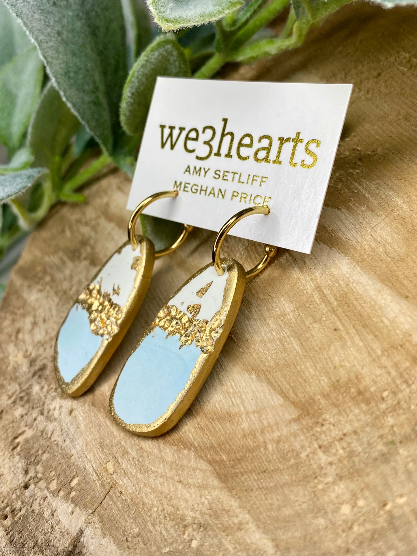Gold Trimmed Clay Earrings