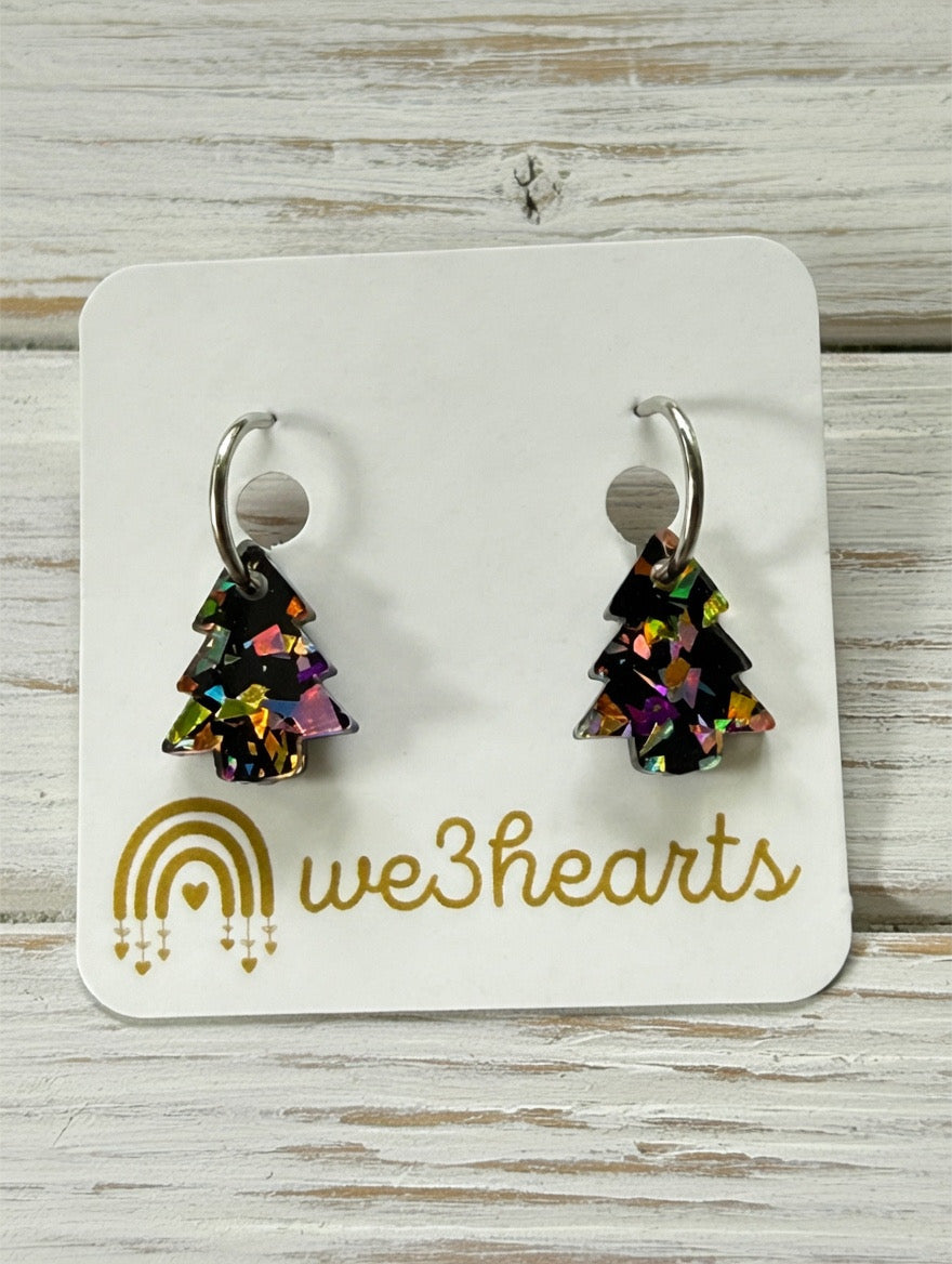 Christmas Tree Hoops-Multicolor Black-Christmas in July