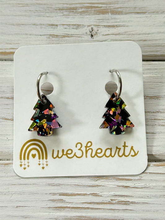 Christmas Tree Hoops-Multicolor Black-Christmas in July