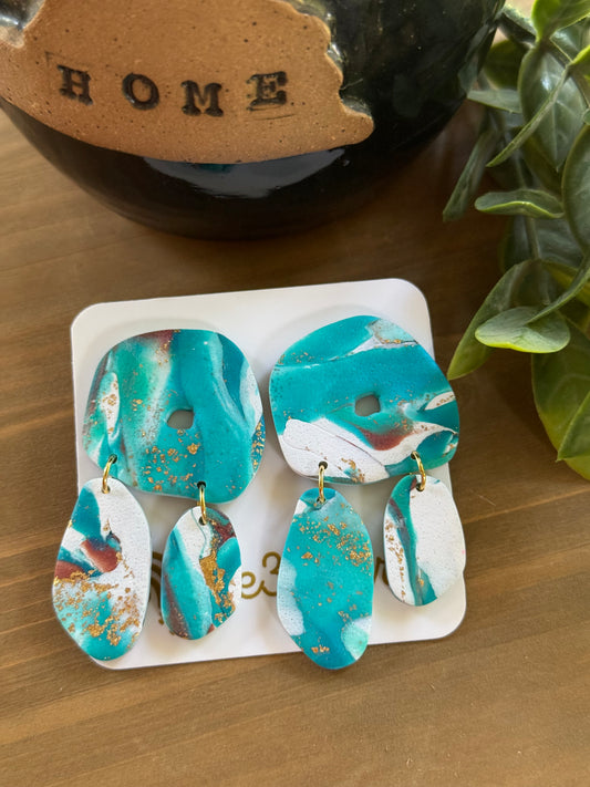 Clay Earrings-Turquoise-Christmas in July