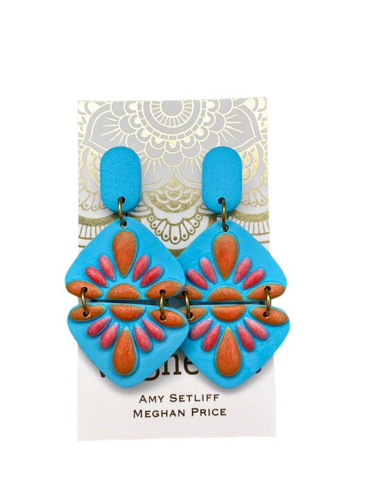 Sale! Boho Southwest Teal Clay Earrings