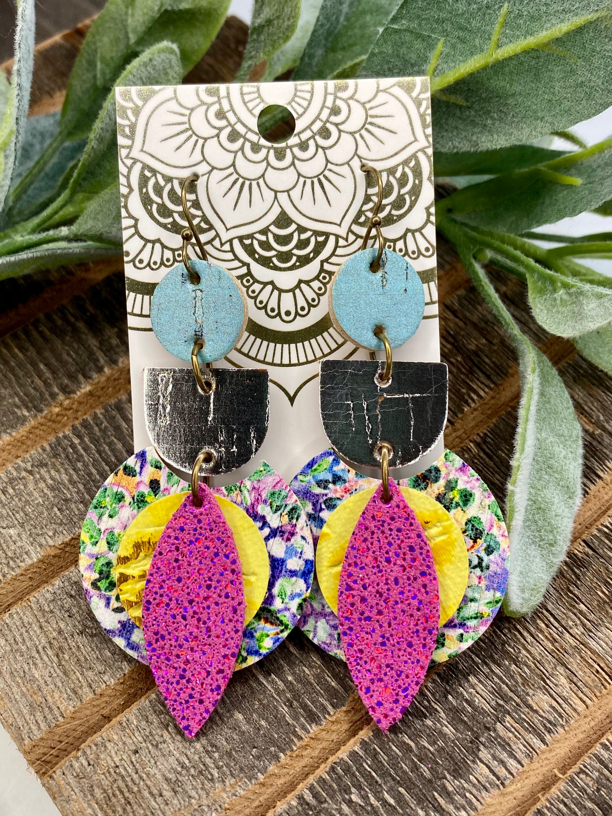 SALE! Clearance! Coco Leather Earrings-Pink - Main Image