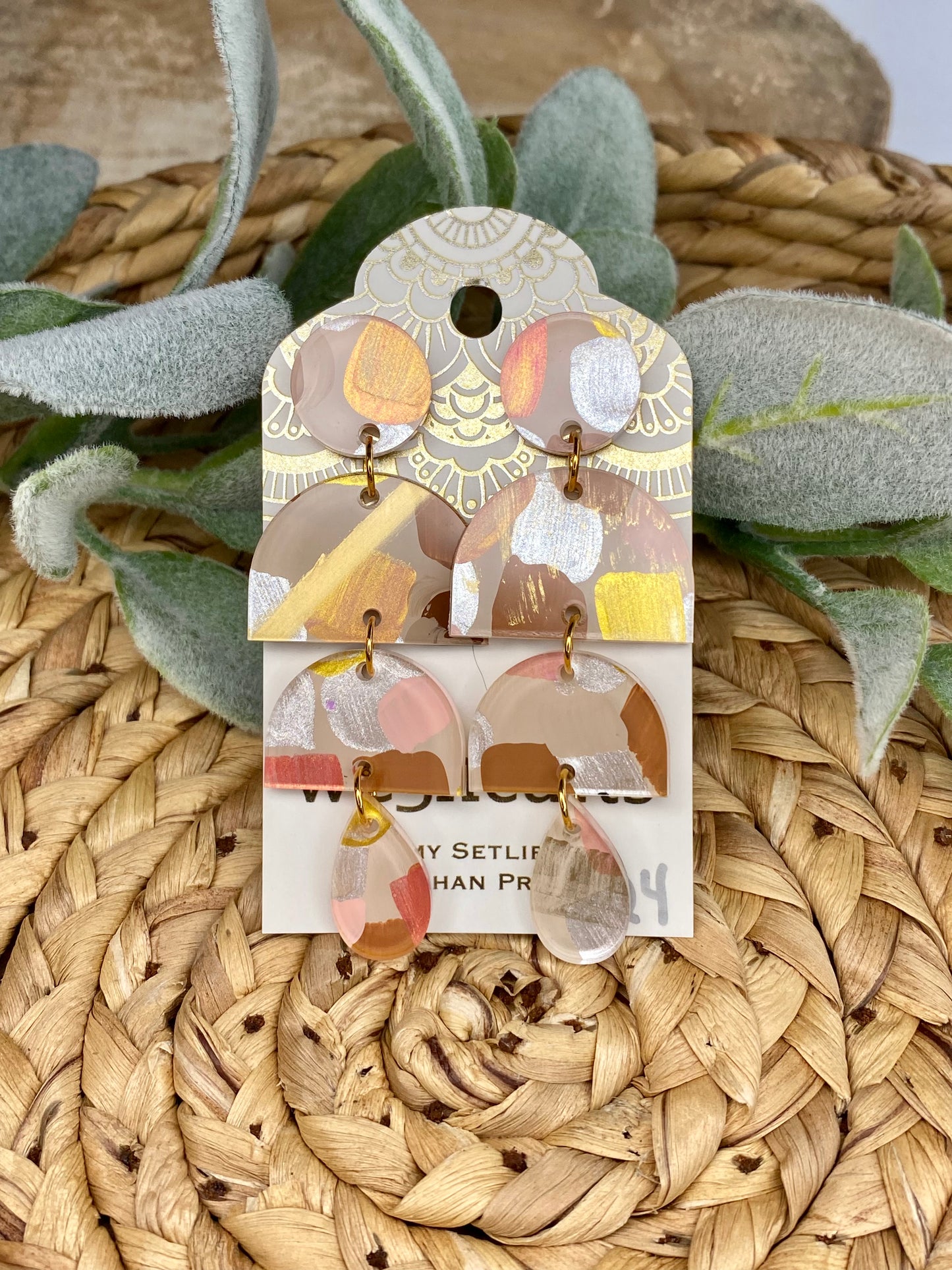 FINAL SALE! Acrylic Neutral Hand Painted Earrings