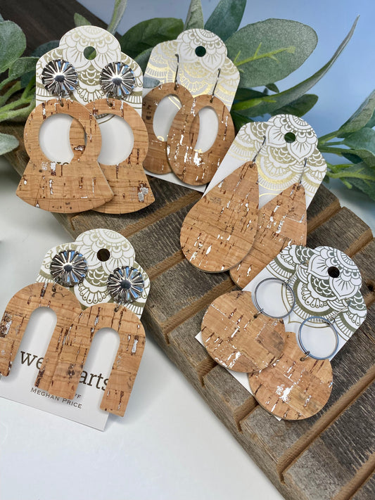 SALE! Cork and Leather Earrings