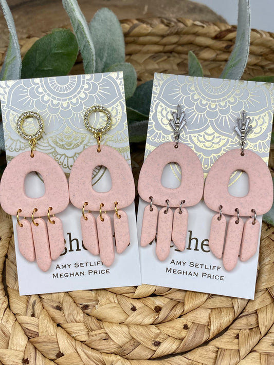 SALE! Pink Clay Dangle Earrings