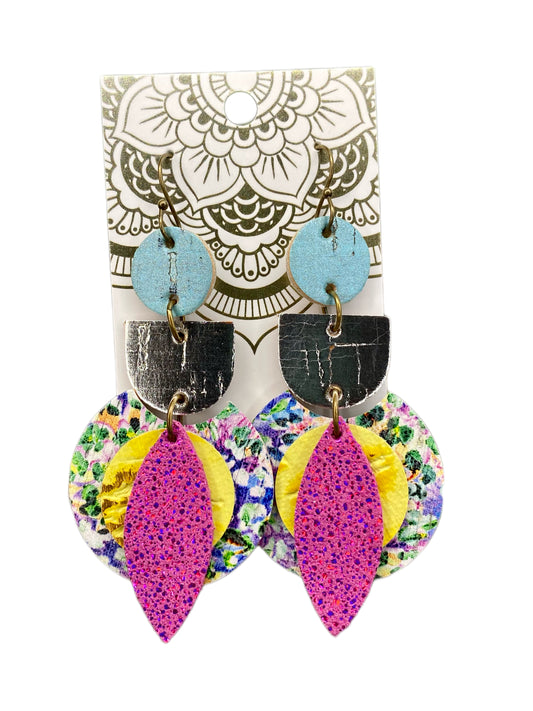 SALE! Clearance! Coco Leather Earrings-Pink