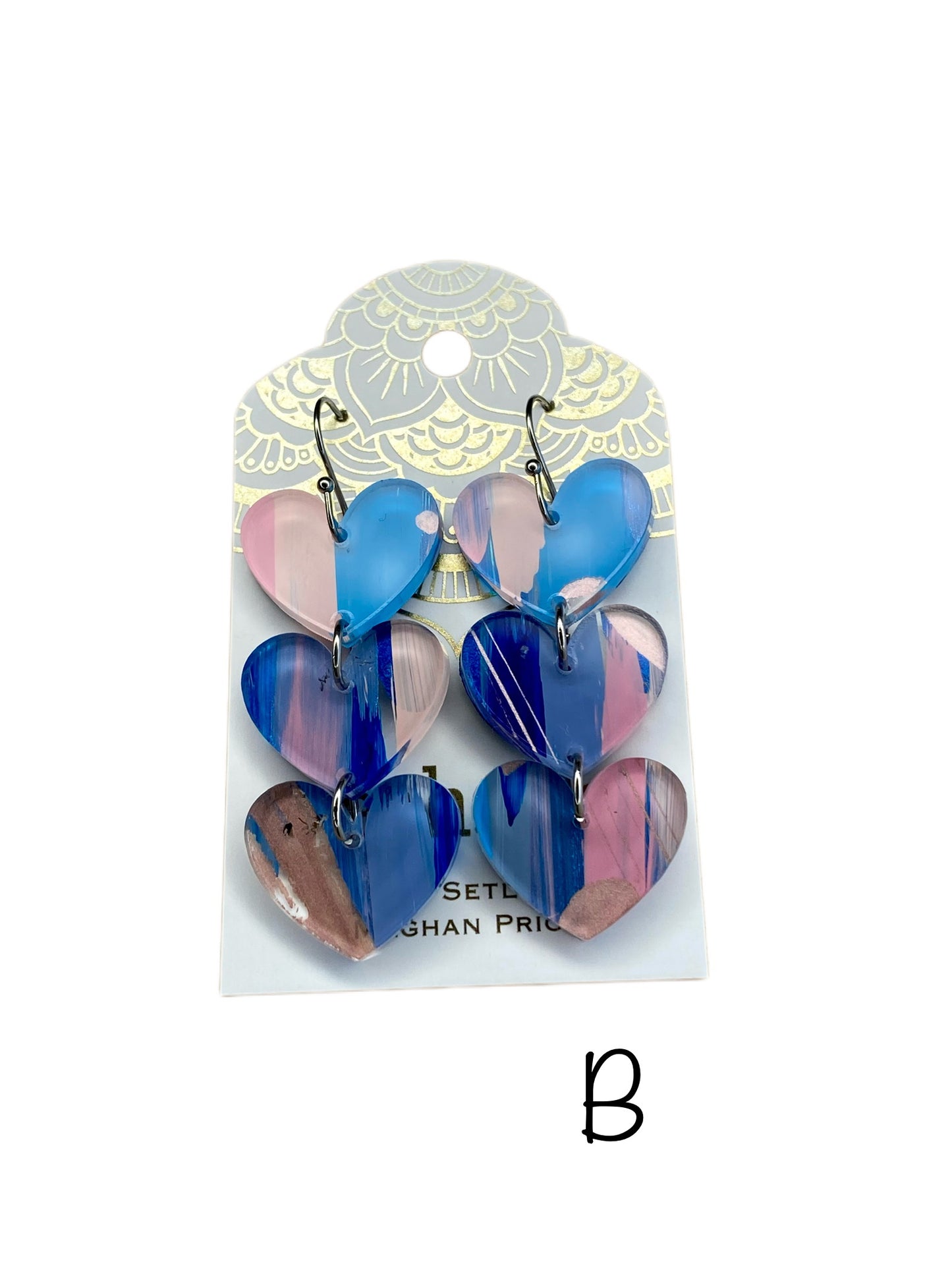 FINAL SALE! 3 Hearts Acrylic Earrings