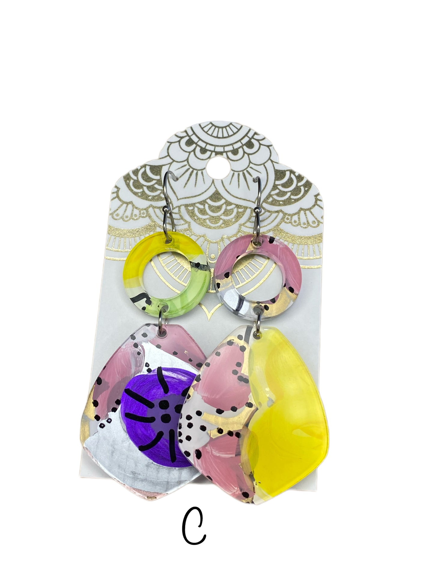 FINAL SALE! Lucy Hand Painted Acrylic Earrings